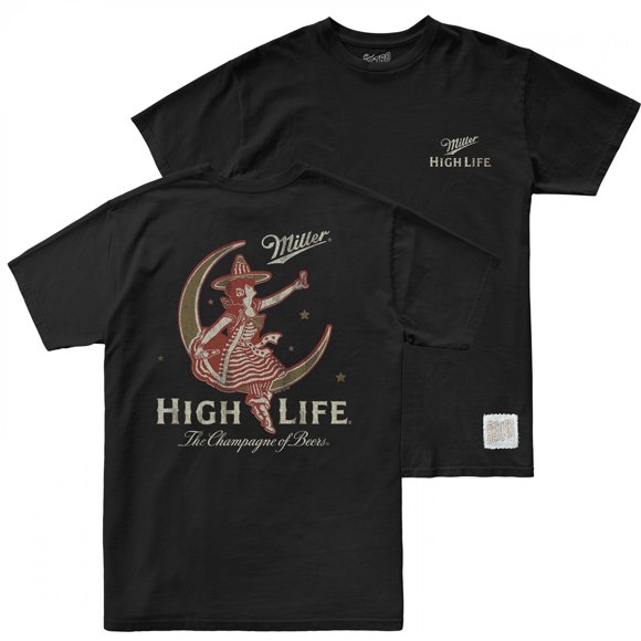 Miller High Life Girl In The Moon Front and Back Print T-Shirt-3XLarge