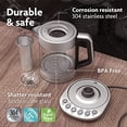 thumbnail image 4 of Viant Electric Glass Kettle and Tea Maker with Removable Infuser and Temperature Controls, Stainless Steel, BPA-Free, 1.6 Liters, 4 of 8