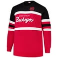 thumbnail image 2 of Men's Mitchell & Ness Scarlet Ohio State Buckeyes Big & Tall Vintage Logo Head Coach Fleece Pullover Sweatshirt, 2 of 3