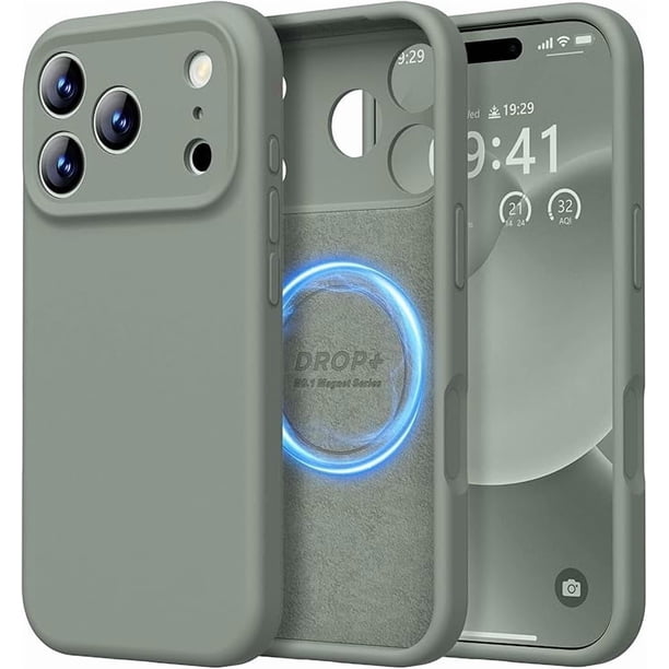 Funda de Silicona Premium, Forro de Microfibra, a Prueba de Golpes, para iPhone 17 Pro 6.3", Verde calke