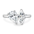 thumbnail image 4 of ESTE ORIGIN 3.00 Ct Moissanite Toi et Moi Pear & Marquise Ring in 18K White Gold for Women's, 4 of 7