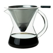 L'EPICEA Pour Over Coffee Maker with Resistant Stainless Steel Filter,200ML Glass Coffee Maker with Handle