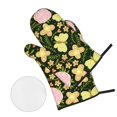thumbnail image 2 of ZNDUO Oven Mitts and Pot Holders Sets, Yellow Flowers Rose Butterfly Pattern Non-Slip Cooking Oven Mitt, 2 of 8
