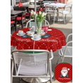 thumbnail image 4 of Outdoor Tablecloth with Umbrella Hole and Zipper, Christmas Gnomes Round Table Cloth 60 Inch Waterproof Tablecloth, Winter Xmas Snowflakes Textured Red Picnic Table Cover for Patio Camping, 4 of 7