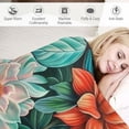 thumbnail image 3 of JRXY Fresh Green Coral Red Blue Orange Retro Floral Art Blanket Wildflower Garden Floral Throw Blanket for Couch Throw Blankets Flannel Blanket for Bed Couch Sofa Gifts White, 3 of 6