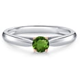 thumbnail image 3 of Gem Stone King 925 Silver and 10K Rose Gold Green Tourmaline Engagement Ring for Women | 0.25 Cttw | Round 4MM | Gemstone October Birthstone | Size 6, 3 of 6