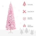 thumbnail image 3 of Pink 6ft Snow Flocked Pencil Artificial Christmas Tree – Indoor Holiday Decor with Auto Open & Steel Base, 3 of 7