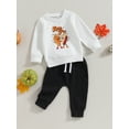 thumbnail image 3 of Bagilaanoe 2PCS Toddler Baby Boy Long Pants Set Letter Print Long Sleeve Sweatshirt Pullover Tops + Sweatpants 6M 12M 18M 24M 3T Kids Casual Sweatsuits, 3 of 8