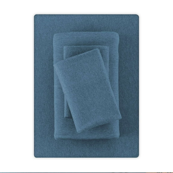 Mainstays – Parure de lit en jersey extra doux, riche en coton, pour adulte, Twin-XL, Bleu Foncé, 3 pièces