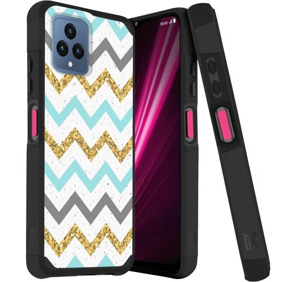 MetKase Hybrid Series Case for T-Mobile REVVL 6 5G (Magnetic Mount Ready Dual Layer Slim Cover) - Zig Zag Lines