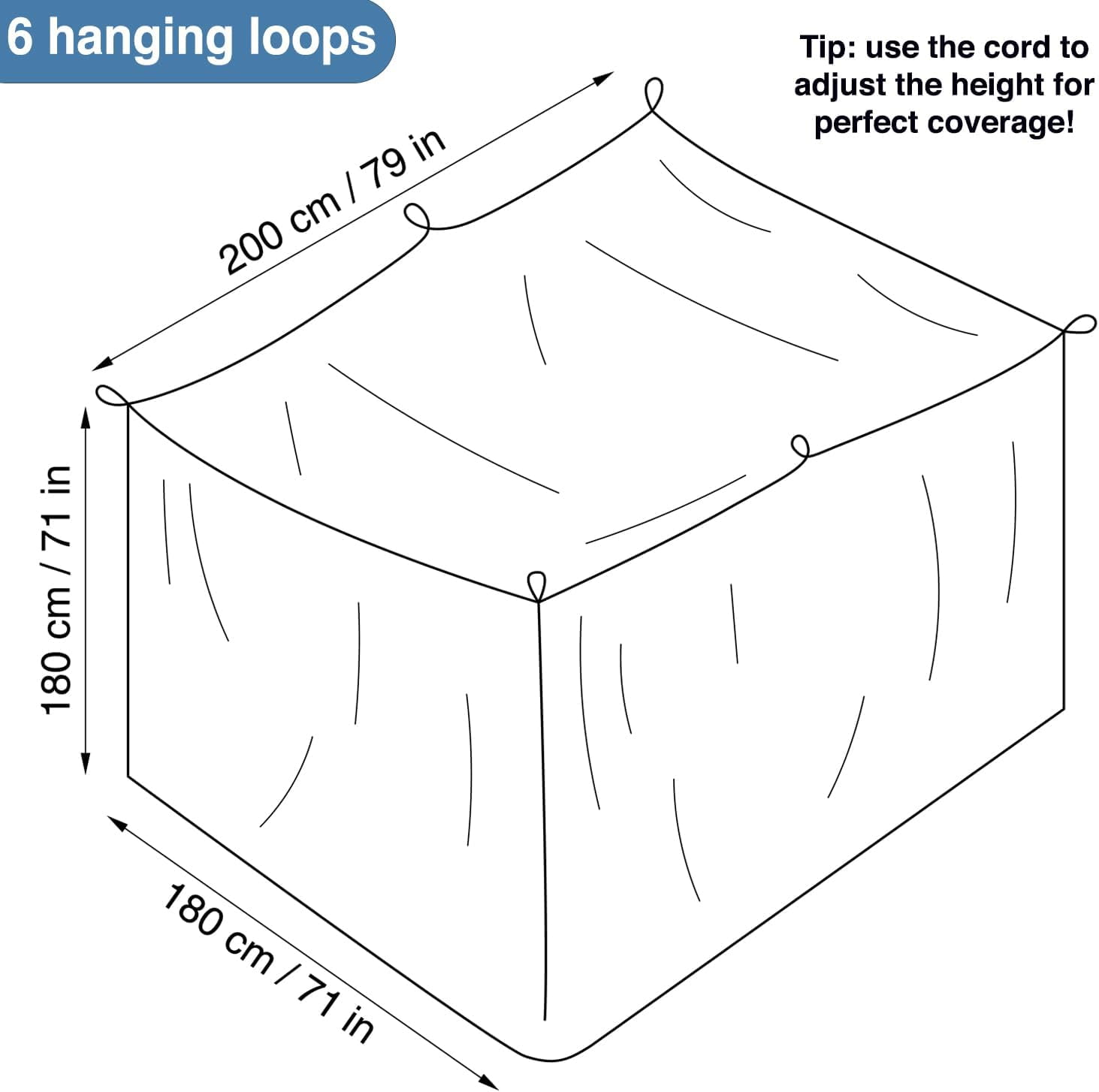 CAILDANL Mosquito Net for Single to King-Sized Beds – 2 Side Openings & 6 Hanging Loops – Decorative Rectangular Shape for Home & Travel – Bed Canopy Hanging Kit &