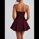 thumbnail image 4 of Vestido Corto Ajustado de Corte A Sin Mangas, Sexy, con Pliegues y Sin Tirantes para Mujer, Estilo Y2K Vino Tinto XL, 4 of 8