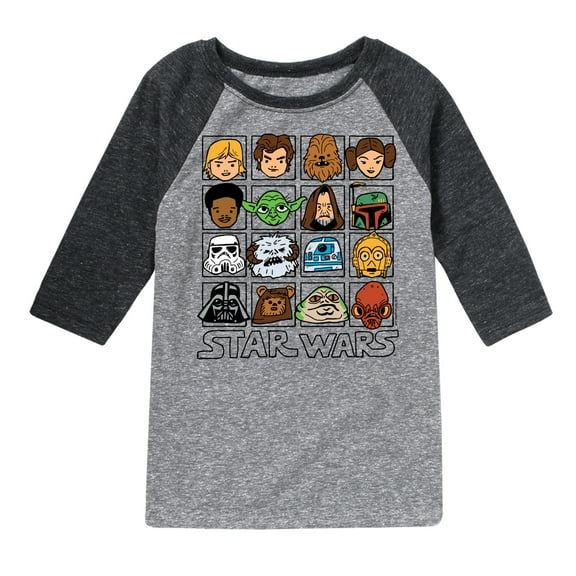 Star Wars - Yoda and Friends Face Grid - Toddler And Youth Raglan