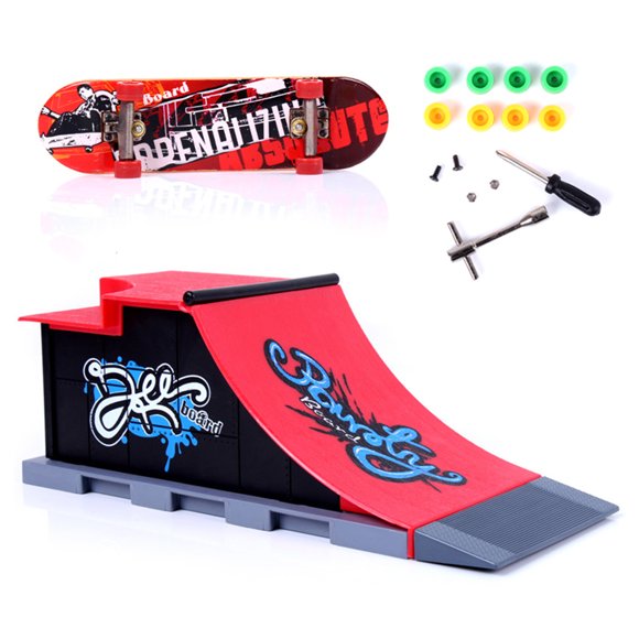 Yeacher Mini Finger Skating Board Skate Park Kit Children Venue Combination Skateboard Ramp Track Educational Toy Set