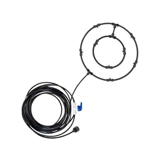 Wosthever Sistema de enfriamiento al aire libre, fresco con el kit de nebulización del ventilador Sistema de enfriamiento con kit de ventilador Anillo doble de plástico.