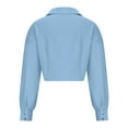 thumbnail image 7 of ylioge Summer Blouses for Women, Womens Summer T-shirt Vintage Retro Casual Loose Long Puff Sleeve Cross V Neck Button Crop Tops Solid Color Classic-Fit Blouses Shirts Summer, 7 of 7