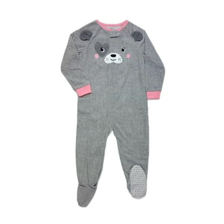 Carter's Toddler Girl's Puppy Dog Face Gray Fleece Blanket Pajama Sleeper (Size 3T)