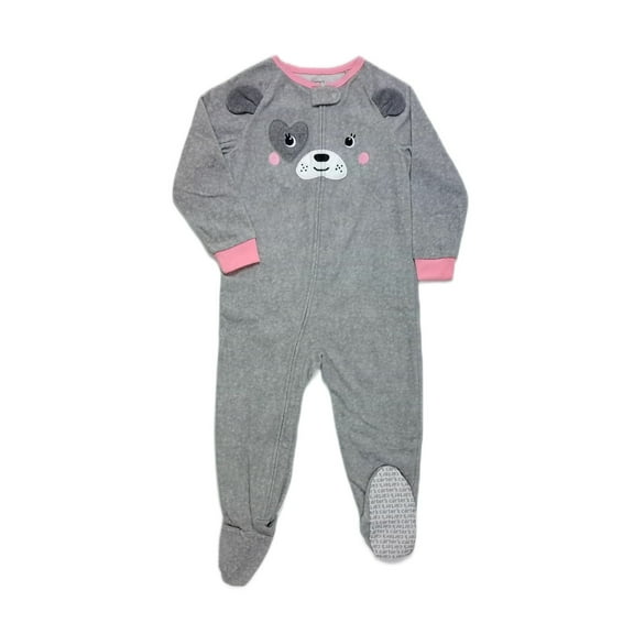 Carter's Toddler Girl's Puppy Dog Face Gray Fleece Blanket Pajama Sleeper (Size 3T)