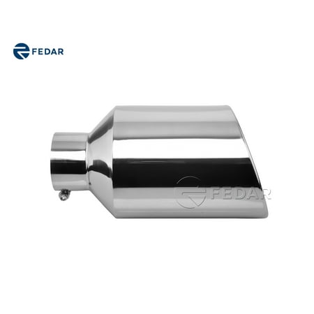 Rolled End 4' Inlet Fedar 4 inch Inlet 8 inch Outlet 15 Long Rolled End Angle Cut Exhaust Tip Tail Pipe ()