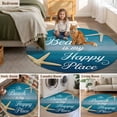 thumbnail image 6 of Summer Ocean Starfish Round Living Room Rugs 3.3 ft, Blue Gradient Wood Grain Washable Area Rug with Non-Slip Sturdy Edge Binding Round Front Door Mat Floor Carpet for Entryway, 6 of 9