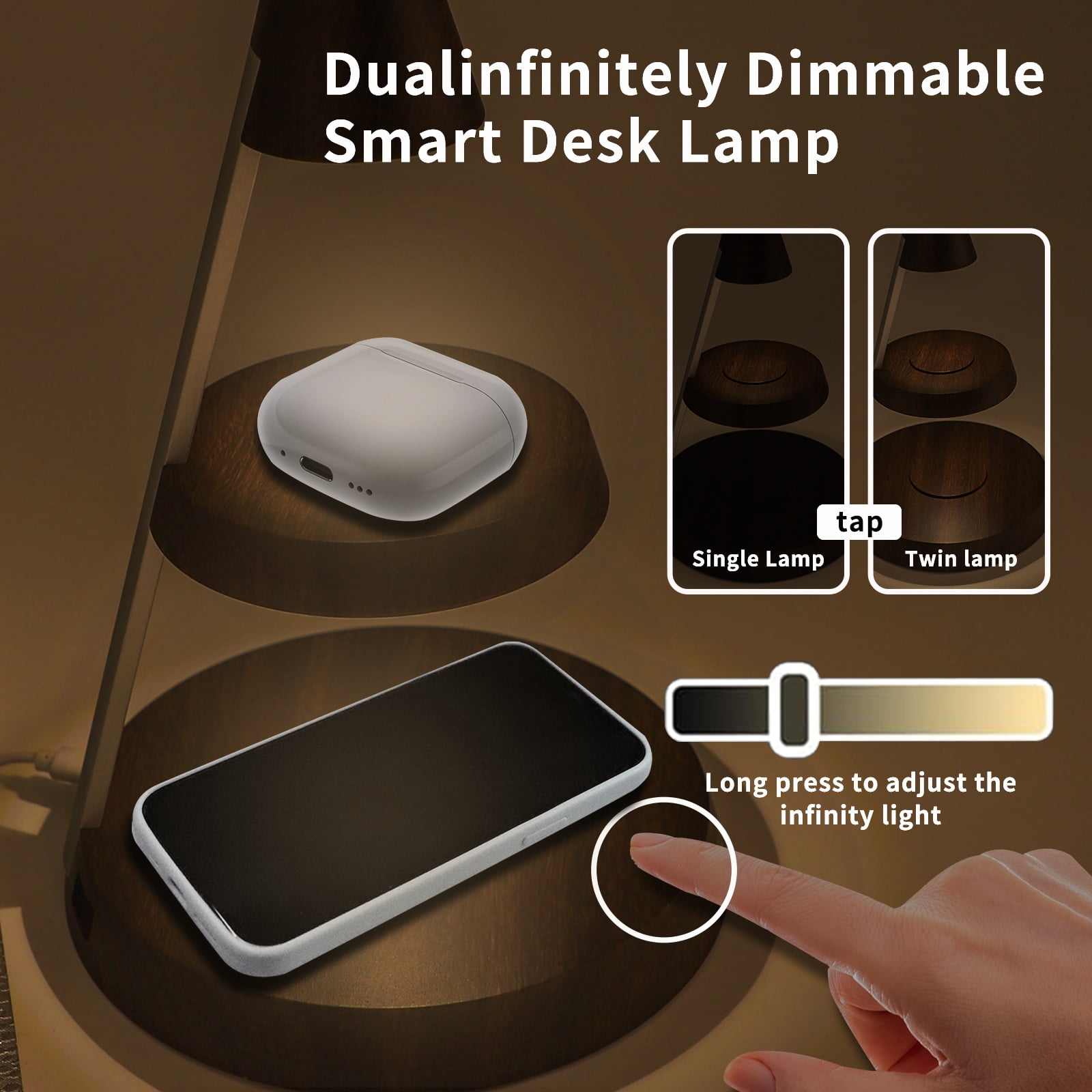 3-in-1 Magnetic Wireless Charger & Desk Lamp, 15W Fast Charging Station for Apple multi-device, Suitable for home bedroom and study