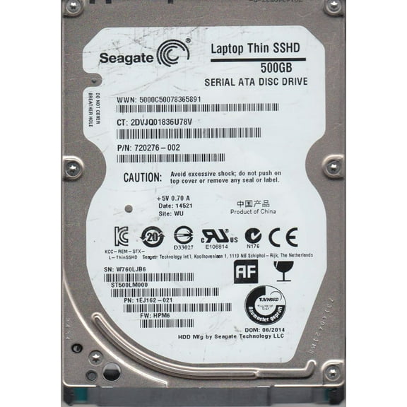 ST500LM000, W76, WU, PN 1EJ162-021, FW HPM6, Seagate 500GB SATA 2.5 Hard Drive
