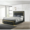 thumbnail image 2 of Miekor Furniture Contemporary Glam Queen Black Fabric Upholstered Panel Queen Bed Black Fabric Gold Legs Bedroom Furniture W5U758, 2 of 5