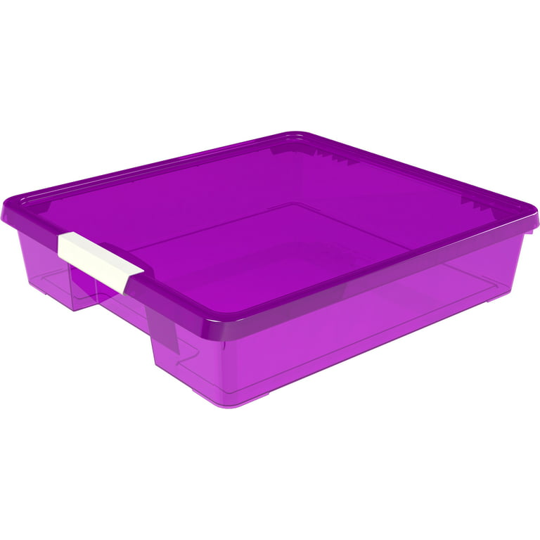 Storex Classroom Student Project Box, 12 x 12 Inches, Transparent Purple, 5-Pack