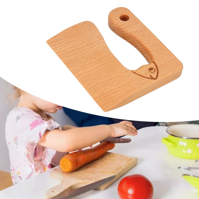 Cortador de Madera para Niños Montessori, Herramientas de Cocina Seguras, Cuchillo para fruta y Verdura, Juguete que mejora las habilidades