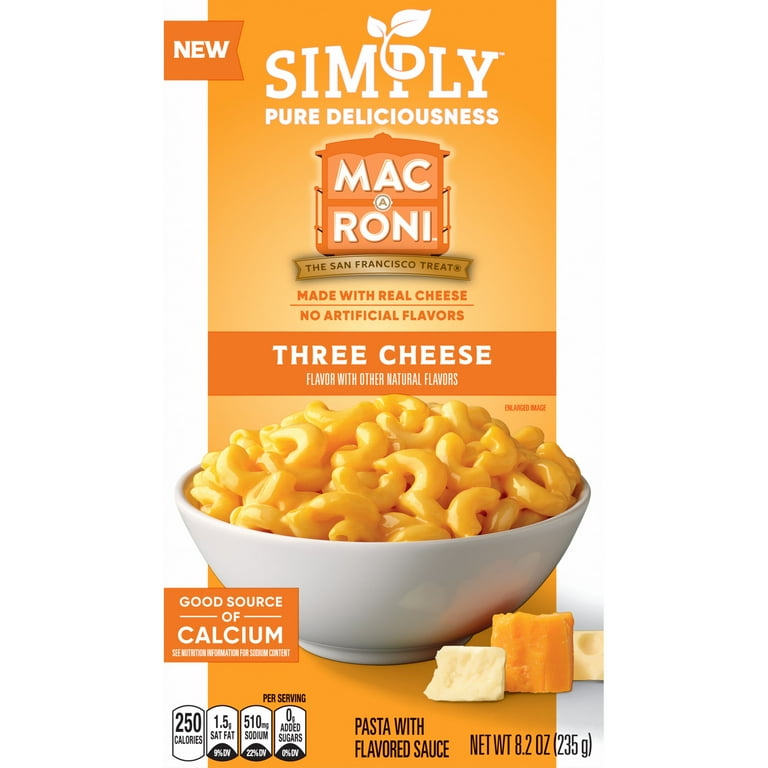 Simply Mac A Roni, Three Cheese Flavor, 8.2 oz Box Single Pack