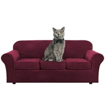 Shanna Velvet Couch Cover 4 Piece Sofa Covers Slipcover for 3 Cushion Couch,3 Separate Cushion Covers, Couch Covers for Dogs