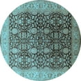 thumbnail image 1 of Ahgly Company Indoor Round Oriental Light Blue Traditional Area Rugs, 5' Round, 1 of 4
