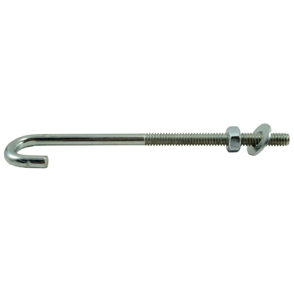 1/4"-20 x 5" Zinc Plated Steel Coarse Thread J Bolts (5 pcs.)
