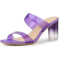 thumbnail image 1 of Women's Colorful Straps Chunky Heel Clear Heels Sandals Purple US 7/UK 5/EU 38, 1 of 6