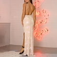 thumbnail image 2 of SWSMCLT Women's High Slit Maxi Sequin Dress Prom Floral Evening Gown Sexy Cocktail Bridesmaid Party Full-Length One Shoulder Backless Formal Homecoming Hoco Slit Long Dresses Pink 8, 2 of 5