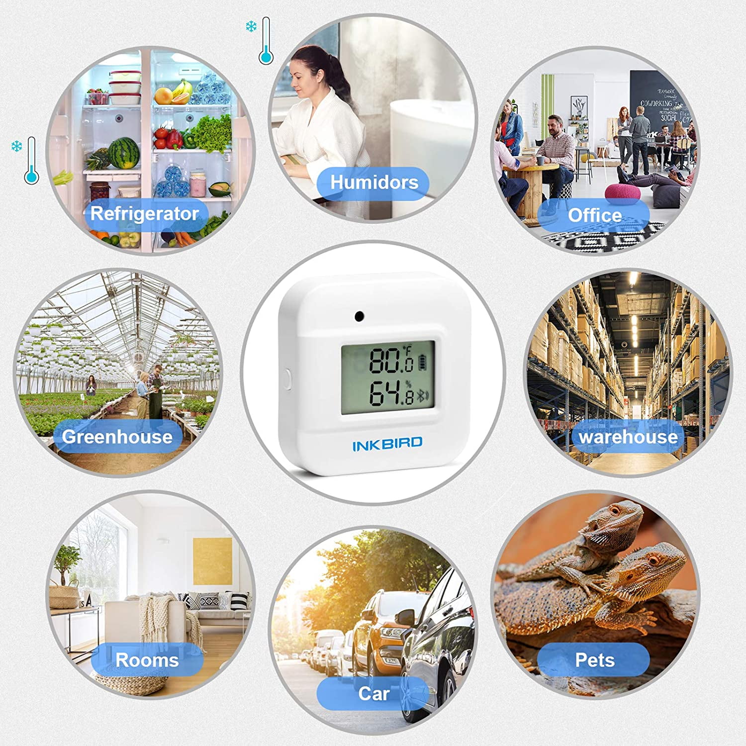 Inkbird Smart Thermometer Temperature and Humidity Monitor, IBS-TH2 Plus Version, Supports External Probe and Display