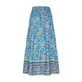 thumbnail image 4 of Abomasnow Women's Boho Maxi Skirt Vintage Floral Print Elastic High Waist A Line Long Skirts Summer Plus Size Flowy Swing Beach Skirts for Women, 4 of 6