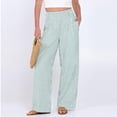 thumbnail image 5 of Women's Fashion Loose Pleated Elastic Waistband Pocket Striped Casual Pants for Modern and Relaxed Style,Mint Green,XL, 5 of 6