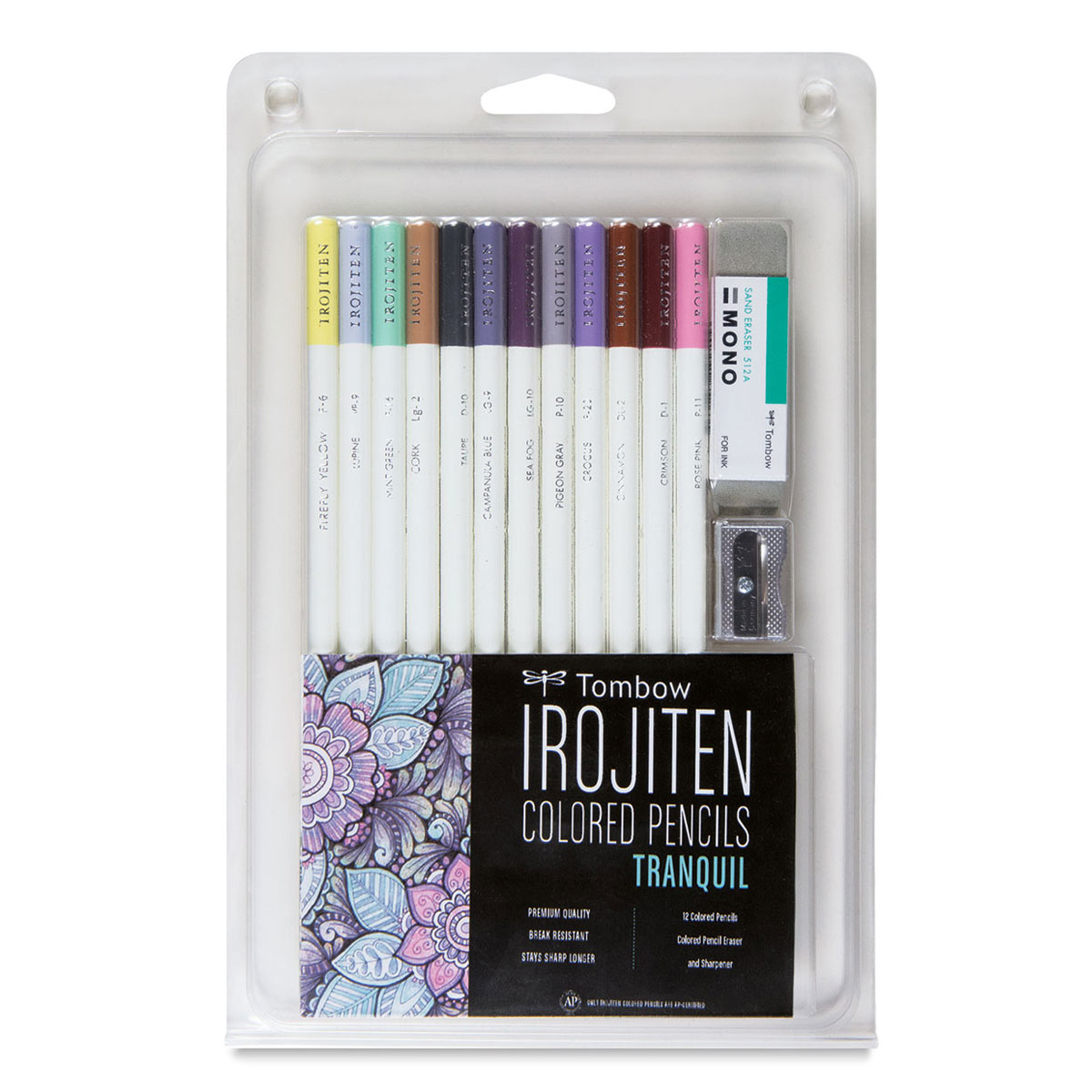 Tombow Irojiten Colored Pencil Set, Tranquil. Includes 12 Premium