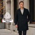 thumbnail image 3 of Alpine Swiss Luke Mens Wool Blend Overcoat Single Breasted Topcoat Tailored Notch Lapel Coat Business Professional BLK XL, 3 of 10