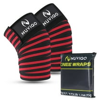 Knee Wraps (Pair) for Weightlifting – 78 Inch Maximum Compression - Black & Red