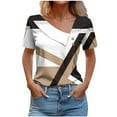 thumbnail image 1 of Tops de Algodón para Mujeres Cuello en V Casual de Manga Corta, Imitación Algodón Primavera Y Blusa de Verano, 1 of 5