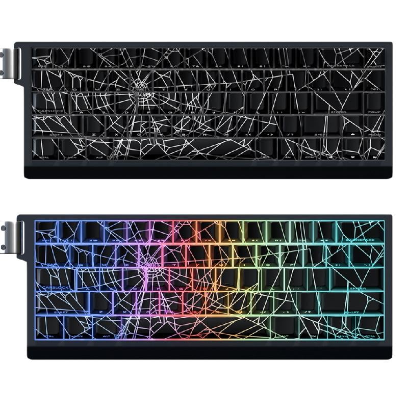 64/74Key Translucents Keycaps Spiders Web Side Print Backlit Shine Through Keycaps for 60 80 61/64/68/75/87 Keyboards