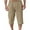 Khaki, variant on BLCHUNen Mens Capri Pants Cotton Linen Drawstring Elastic Lightweight Breathable Casual Shorts with Pockets