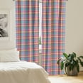 thumbnail image 2 of Ambesonne Abstract Window Curtains, Colorful Tartan Plaid Art, Each 28" W x 84" L, Magenta Peach Turquoise, 2 of 4