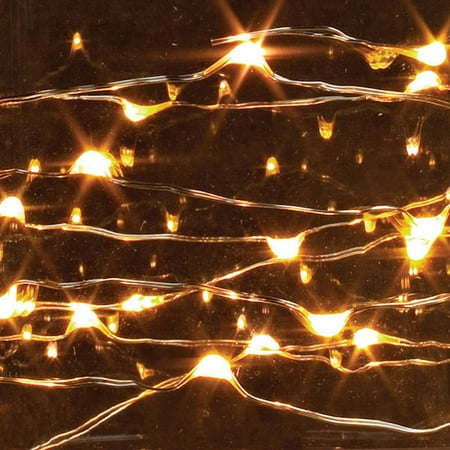 Micro Led Light - Gerson 39835 - 12 Light 4' Silver Wire Warm White Battery Operated Outdoor LED Micro Miniature Christmas Light String Set with 4