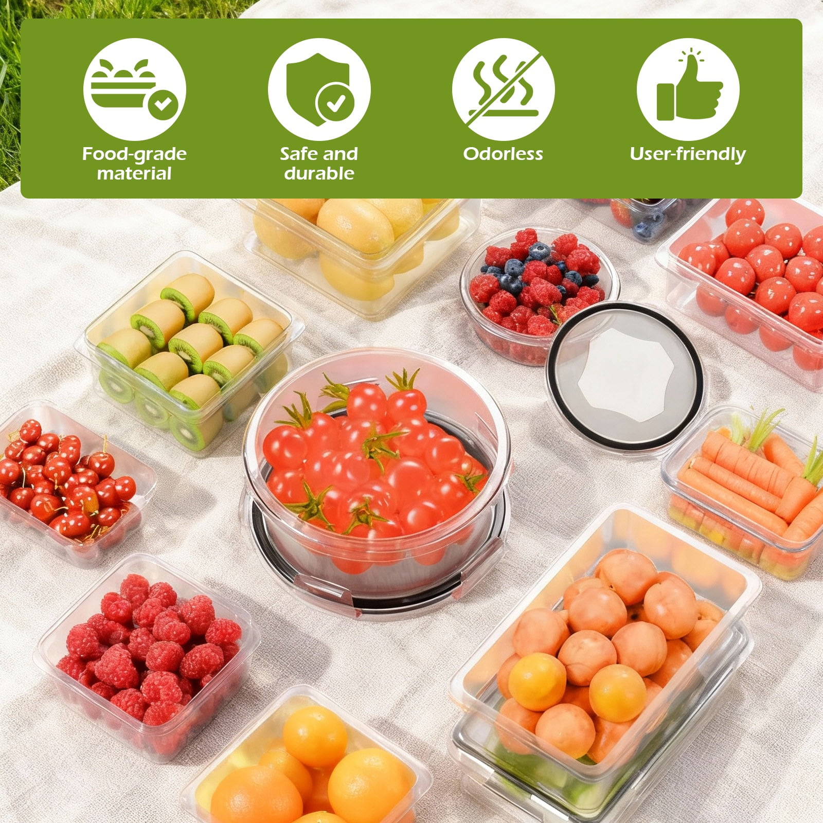 Food Storage Containers with Lids, 52 Piece Leak Proof Clear Plastic Food Container for Food, BPA-Free, Food Meal Storage Set, Meal Prep Container Stackable Containers, PP+Silicone