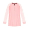 thumbnail image 6 of Tdoqot Womens Trendy Plus Size Tops- Casual Crewneck Lace Long Sleeve Pleats Summer Shirts Blouses Pink Size 3XL, 6 of 6