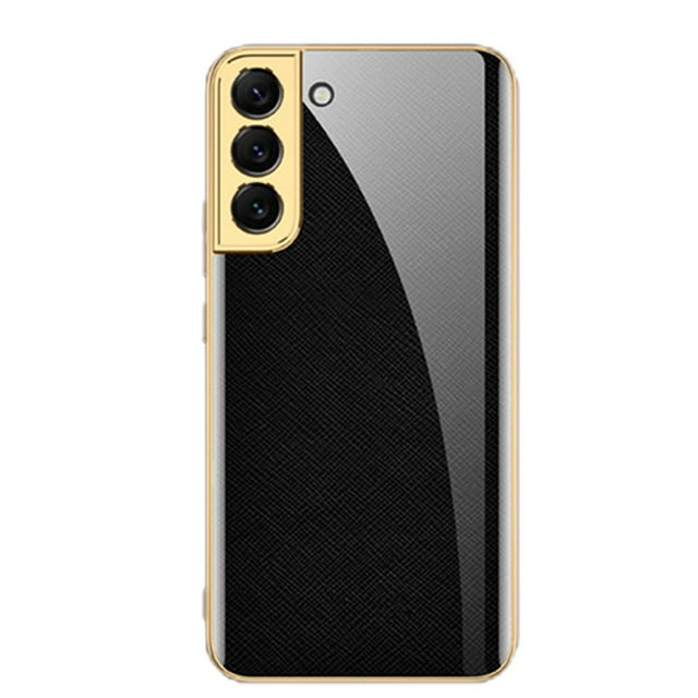 CNKOO Full Cover Phone Case Tempered Glass Hard Printed Smartphone Bumper Case Cell Phone Covers Electroplated for S22/22Plus/Ultra Camera Protection Protective Galaxy S22 ULTRA Golden T