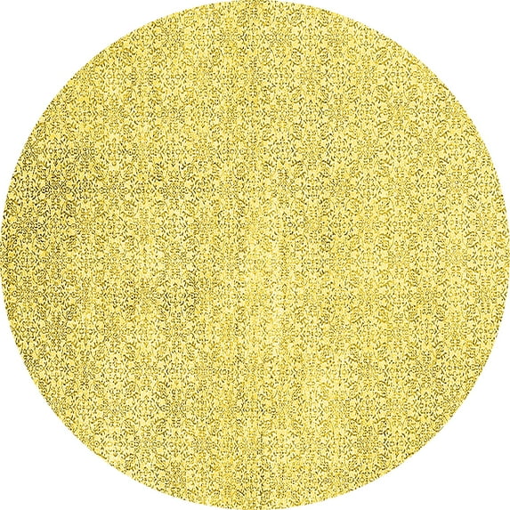 Ahgly Company Machine Washable Indoor Round Solid Yellow Modern Area Rugs, 4' Round